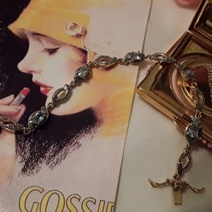 BLUE TOPAZ 10K GOLD PLATED TENNIS BRACELET 7.5 "